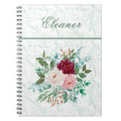Elegant Roses & Mint Personalized Notizblock (Vorderseite)