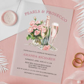 Elegant Roses, Pearls and Prosecco Bridal Shower Acryleinladungen