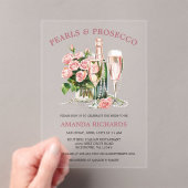 Elegant Roses, Pearls and Prosecco Bridal Shower Acryleinladungen (Insitu (Handheld))