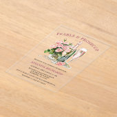 Elegant Roses, Pearls and Prosecco Bridal Shower Acryleinladungen (Ablage )