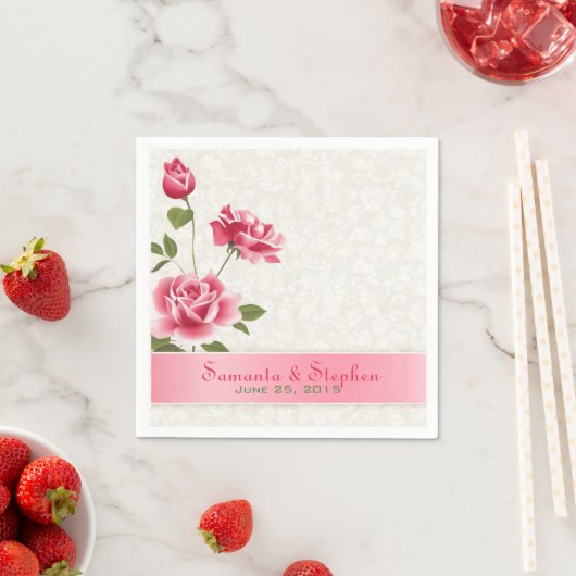 Elegant Roses Plush Weiße Damaskus Serviette (Beispiel)