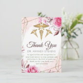 Elegant Rosy Doctor Danke Karte (Stehend Vorderseite)