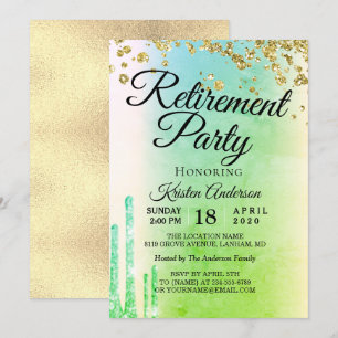 Elegant Rosy Funkelnd Glitzer Retirement Party Inv Einladung