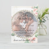 Elegant Rosy Vellum Overlay Einladung zur Hochzeit (Stehend Vorderseite)