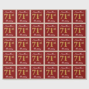 Elegant, Rot, Falsches Gold 71. Geburtstag; Benutz Geschenkpapier