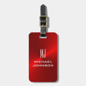 Elegant Rot gebürstet Metallic Mit Monogramm Initi Gepäckanhänger (Vorderseite vertikal)