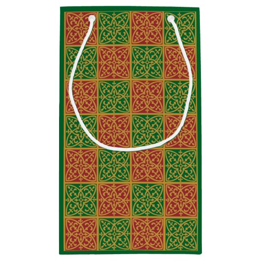 Elegant rot, grün und Golds bearbeitbar Kleine Geschenktüte (Rückseite)