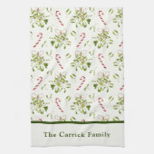 Elegant Rot & Grün Weihnachten Botanisch Geschirrtuch (Vertikal)