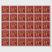 Elegant, rot, Imitate Gold 31. Geburtstag; Individ Geschenkpapier (Flach)