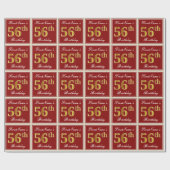 Elegant, rot, Imitate Gold 56. Geburtstag; Individ Geschenkpapier (Flach)