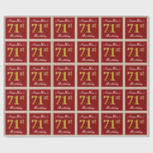 Elegant, rot, Imitate Gold 71. Geburtstag; Individ