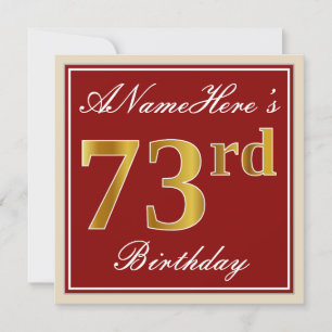 Elegant, rot, Imitate Gold 73. Geburtstag; Individ Einladung