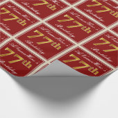 Elegant, rot, Imitate Gold 77. Geburtstag; Individ Geschenkpapier (Ecke)