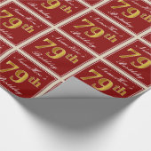 Elegant, rot, Imitate Gold 79. Geburtstag; Individ Geschenkpapier (Ecke)