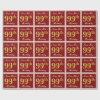 Elegant, rot, Imitate Gold 99. Geburtstag; Individ