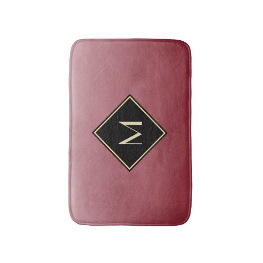 Elegant rot mit einfachem Goldmonogramm Badematte (Vorderseite Vertikal)