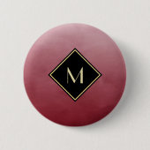 Elegant rot mit einfachem Goldmonogramm Button (Vorderseite)