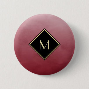 Elegant rot mit einfachem Goldmonogramm Button