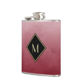 Elegant rot mit einfachem Goldmonogramm Flachmann (Links)