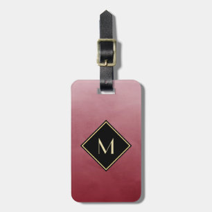 Elegant rot mit einfachem Goldmonogramm Gepäckanhänger