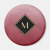 Elegant rot mit einfachem Goldmonogramm Magnet (Vorne)