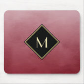 Elegant rot mit einfachem Goldmonogramm Mousepad (Vorne)