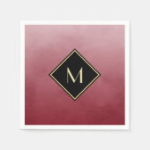 Elegant rot mit einfachem Goldmonogramm Serviette (Vorderseite)