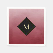 Elegant rot mit einfachem Goldmonogramm