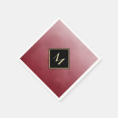 Elegant rot mit einfachem Goldmonogramm Serviette (Ecke)