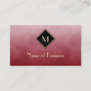 Elegant rot mit einfachem Goldmonogramm Visitenkarte