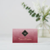 Elegant rot mit einfachem Goldmonogramm Visitenkarte (Stehend Vorderseite)