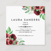 Elegant Rot Orange Blume Haar & Makeup Quadratische Visitenkarte (Rückseite)