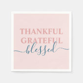 Elegant rot Rosa dankbar dankbar, gesegnet Serviette (Vorderseite)