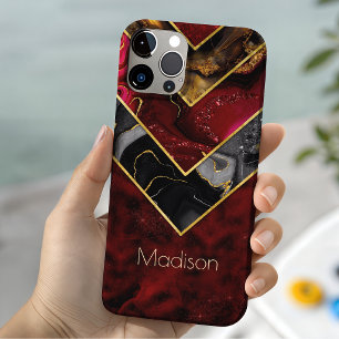 Elegant rot schwarz gold mädchenhaft geometrisch Case-Mate iPhone hülle