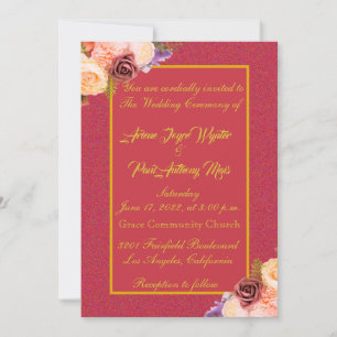 Elegant Rot und Gott Einladung