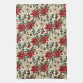 Elegant Rot und Weiß Poinsettia Geschirrtuch (Vertikal)