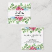 Elegant Rote Blume Haar & Makeup Quadratische Visitenkarte (Vorne/Hinten)