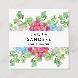 Elegant Rote Blume Haar & Makeup Quadratische Visitenkarte