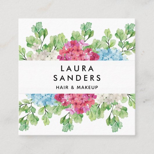 Elegant Rote Blume Haar & Makeup Quadratische Visitenkarte (Vorderseite)