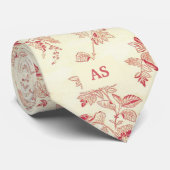 Elegant, rote Herzensrichtungen | Floral Monogramm Krawatte (Gerollt)