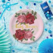 Elegant, Rote Rosen, Babydusche, Papiertücher, Tel Pappteller (Party)