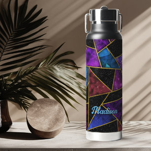 Elegant roter lila Mädchen geometrisch Trinkflasche