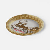 Elegant Roter Rentier Schlitten Gold Snow Merry Xm Pappteller (Schrägansicht)