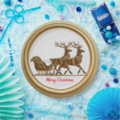 Elegant Roter Rentier Schlitten Gold Snow Merry Xm Pappteller (Party)