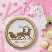 Elegant Roter Rentier Schlitten Gold Snow Merry Xm Pappteller (Party)