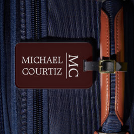 Elegant rotes Mit Monogramm Personalisieren Gepäckanhänger