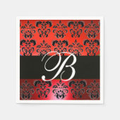 ELEGANT ROTES SCHWARZES DAMASK WEDD MONOGRAM SERVIETTE (Vorderseite)
