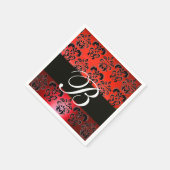 ELEGANT ROTES SCHWARZES DAMASK WEDD MONOGRAM SERVIETTE (Ecke)