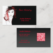 Elegant Rothaarige Frauenhaarstylistin Visitenkarte (Vorne/Hinten)