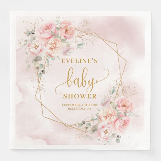 Elegant rötlich-rosa Blütenspülung Serviette (Vorderseite)